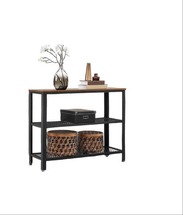 Consoletafel, smalle haltafel, vintage bruin/zwart, industrieel, 101,5 x 35 x 80 cm