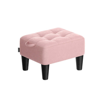 Fluwelen zitkruk roze/zwart - voetenbank - 150 kg - 40 x 32 x 26 cm