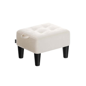 Fluwelen kruk - voetenbank - wit en zwart - 40 x 32 x 26 cm