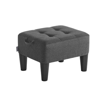 Kruk, voetenbank, hocker - tot 150 kg - linnen bekleding - 40 x 32 x 26 cm