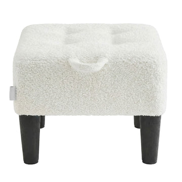 Zithocker met fleece en dikke polstering | Crème-Zwart | 32x40x26 cm
