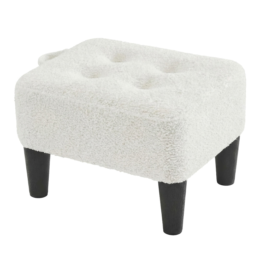 Sitzhocker mit Fleece und dicker Polsterung | Creme-Schwarz | 32x40x26 cm