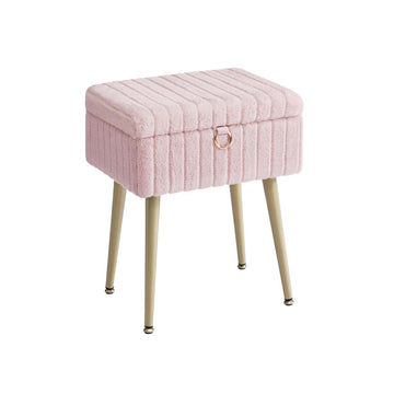 Gestoffeerde kaptafelstoel - make-upkruk - opbergruimte - roze - 30 x 40 x 40 x 50 cm
