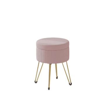 Ronde fluwelen poef met opbergruimte - roze - 39 x 44,4 cm