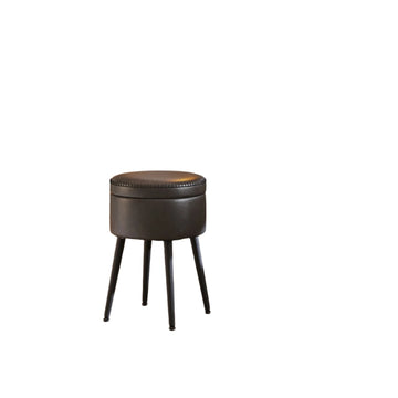 Opbergkruk met zitplaats - 38,2 cm D x 44,4 cm H - zwart staal & PU-leer