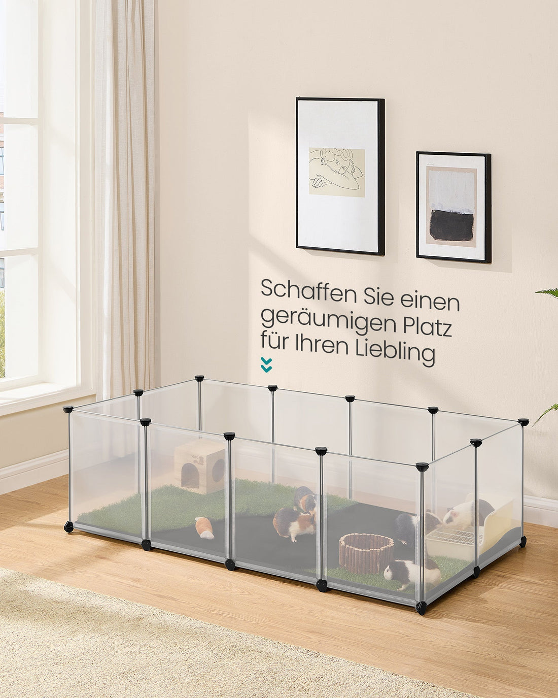Weißer Welpenauslauf - Hundeauslauf - PP-Platten - 125 x 63 x 42 cm - Oxford-Matte