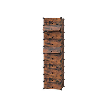 Schoenenrek met 10 vakken - verstelbaar wandrek - vintage bruin - 43 x 31 x 173 cm