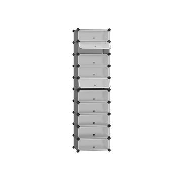 Schoenenrek - Schoenenopberger - Transparante kunststof - Grijs - 43 x 31 x 173 cm