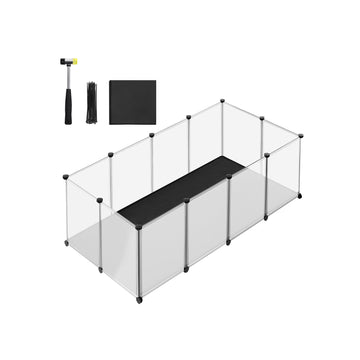 Kleine dierenren met vloerpanelen, Oxford-kleed, 143 x 73 x 46 cm, wit