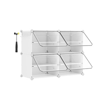 Wit modulair opbergrek met 16 vakken - kunststof - licht - 32 x 83 x 63 cm