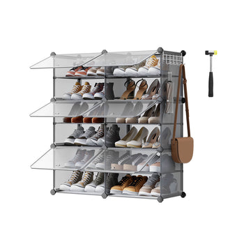 Schoenenrek met 6 vakken - Ruimtebesparend - 32 x 83 x 94 cm - Grijs