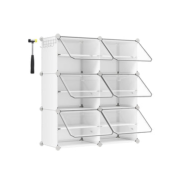 Wit kubusrek met 9 vakken - modulair opbergrek - staal/kunststof - 32 x 124 x 94 cm