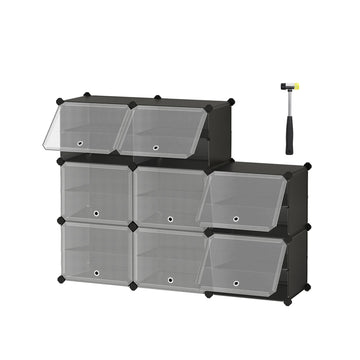 8-vaks Zwarte Opbergkast - Kubus Organizer - ABS/PP/Kader - 32x124x94 cm