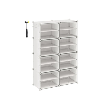 Wit kubusrek met 8 vakken – modulair – stalen frame – 32 x 124 x 94 cm
