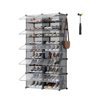 Schoenenrek - Opbergrek - 10 vakken - Grijs - 32 x 83 x 156 cm - Kunststof en staal