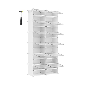 Witte opbergkast met 12 vakken – modulair – kunststof en staal – 32 x 83 x 187 cm