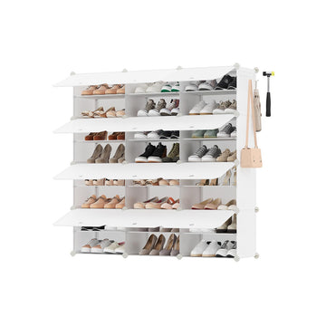 Modulair opbergrek - organizer - displaysysteem - wit transparant - 32 x 124 x 6 cm
