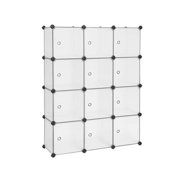 Kunststof stellingkast met 12 vakken, wit, 93 x 31 x 123 cm