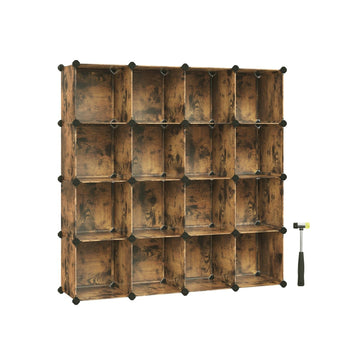 Modulaire opbergkast 16 vakken vintagebruin - PP kunststof - metalen frame - 153 x 31 x 153 cm