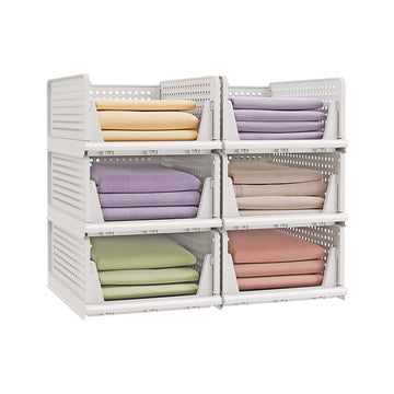 6-delige stapelbare kastorganizers | Wit | 33x43x18,5 cm