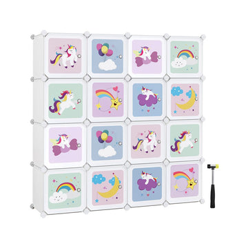 Kinderkast met deuren - kubusopbergsysteem - wit - 153 x 31 x 153 cm