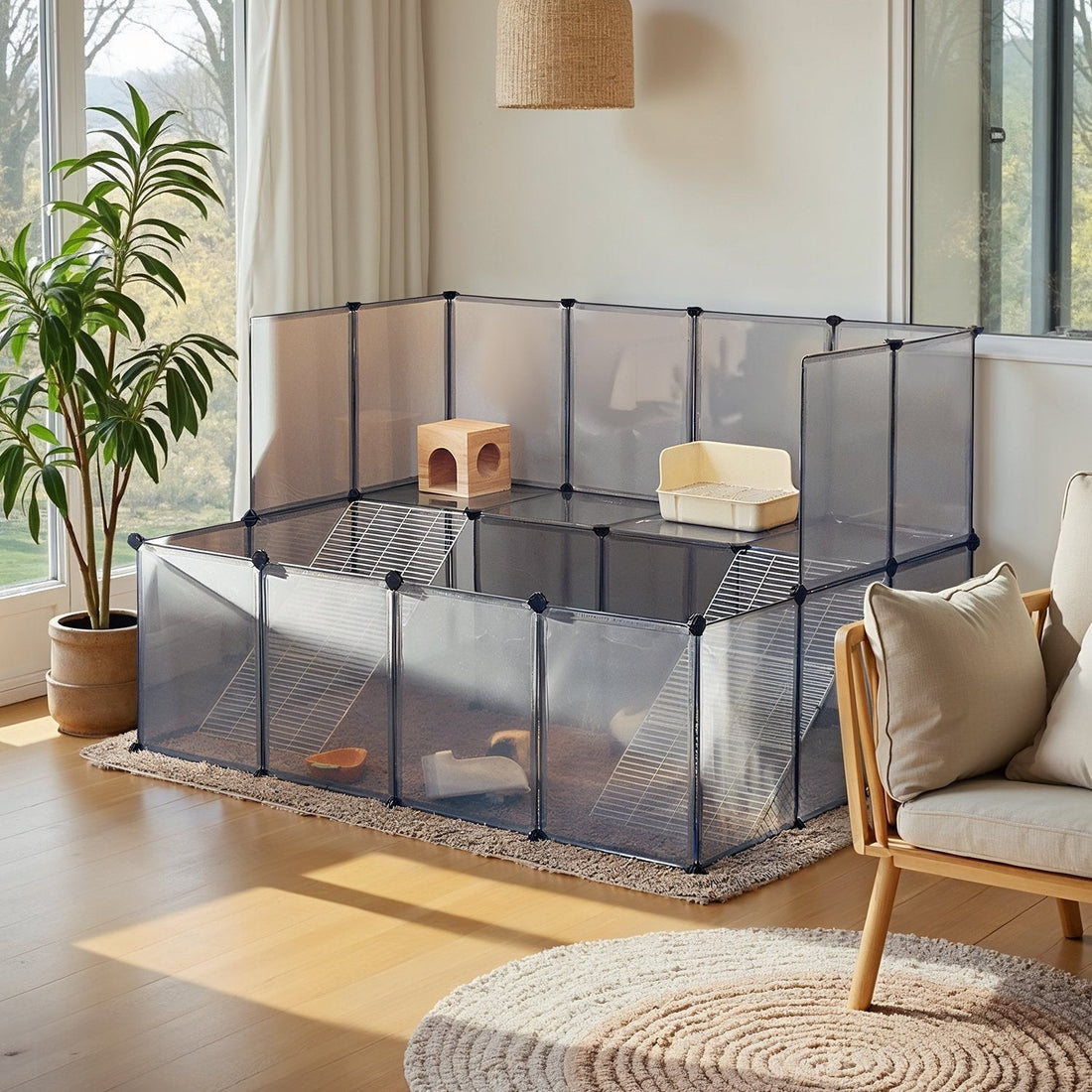 Zelfbouw speelren voor kleine dieren – hamster- en konijnenren – 143 x 108 x 92 cm