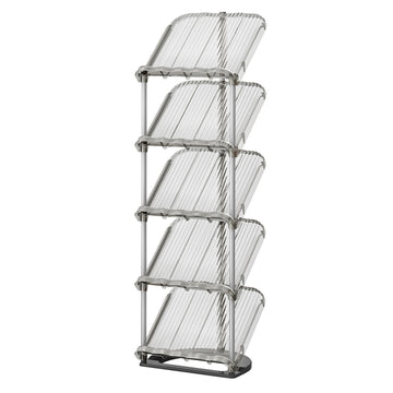 5-laags schoenenrek met schuin ontwerp | Grijs | 28,4x24,5x102,5 cm