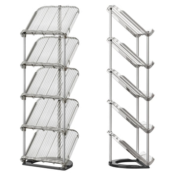 Schoenenrek 2-delige set met 5 niveaus | Grijs | 28,4x24,5x102,5 cm