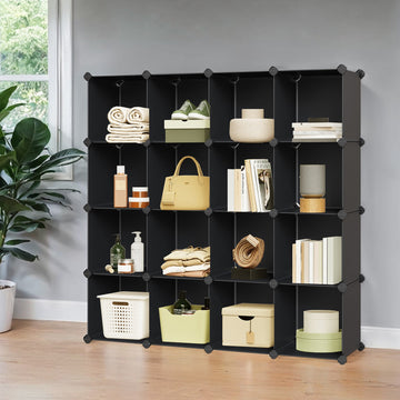 Modulair steekrek voor schoenen en opberging | Zwart | 125x31x125 cm