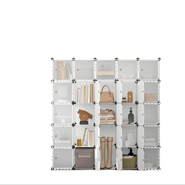 Modulair schoenenrek – opbergsysteem van PP-kunststof en metaal – 153 x 133 x 31 cm