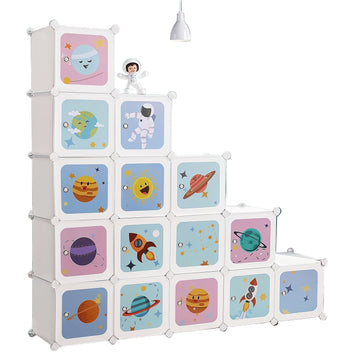Kinder-kubusrek met ruimtemotief – opberger – 123 x 31 x 123 cm