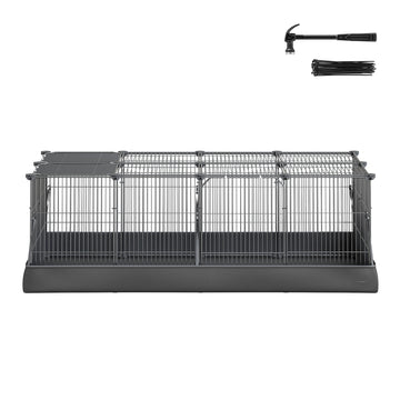 Kleindierenren met dubbele deur voor konijnen en cavia's | Zwart | 123x63x41,5 cm