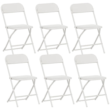 6 witte inklapbare stoelen met stalen frame | Kleur: Wit | Afmetingen: 45x49x79.5 cm