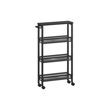 4-laags rollend opbergrek van hout - 13 x 45,4 x 77 cm