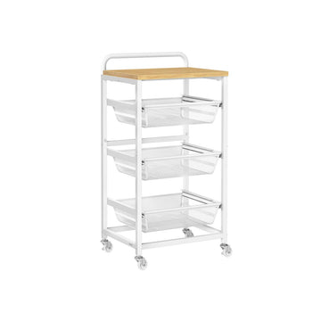 Serveertrolley met meerdere niveaus – goud-wit – mobiel keukenrek – 31,7 x 40 x 76 cm