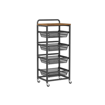 Serveerwagen met etages - snackwagen - drankenstandaard - FSC-hout - 31,7 x 40 x 95 cm