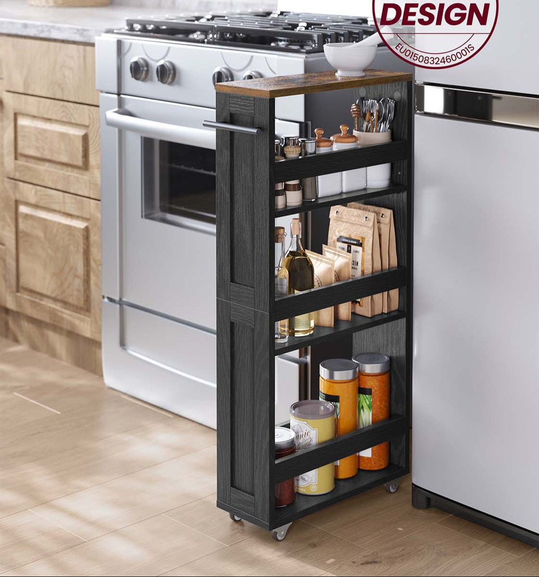 Serveerwagen bruin - mobiel drankrek - max. 10 kg - 15 x 43,2 x 86,5 cm