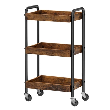 Keukenrek op wielen van MDF met handgrepen | Bruin | 41,3x27,5x73 cm