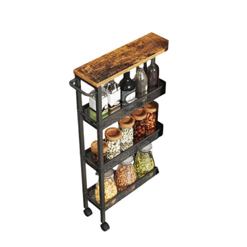 4-laags keukenrolwagen - smal opbergrek - compact 13 x 45,4 x 77 cm