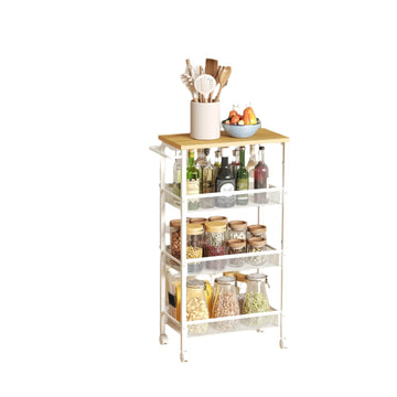 Troting keukentrolley - Smal nisrek - Ruimtebesparend - 22 x 45,4 x 77 cm - Wit