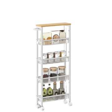 Smalle keukenroltafel 5 lagen - eiken wit - 13x45,4x99,6 cm