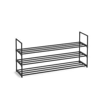 Schoenenrek 3 niveaus, stapelbaar, metaal, zwart, 30x116x55 cm