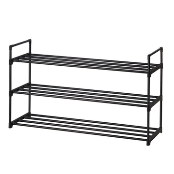 Schoenenrek met 3 etages voor 12 tot 15 paar schoenen | Zwart | 92x30x54 cm