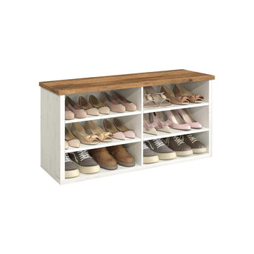 Schoenenbank met opbergruimte - verstelbare planken - wit-bruin - 29,5 x 100 x 50 cm