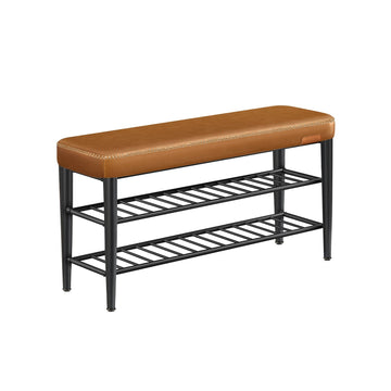 Schoenenbank met schoenenrek – zeer elastisch schuim – 30 x 100 x 50 cm – karamelbruin