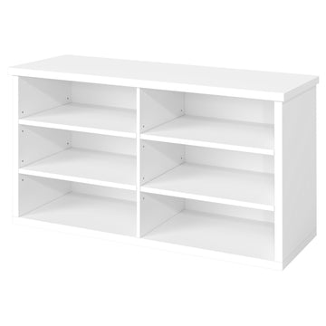 Schoenenrek met zitbank, verstelbare vakken, 6 planken | Wit | 100x29,5x50 cm