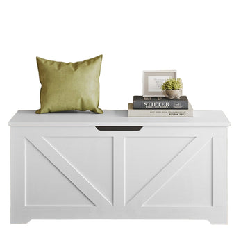 Witte schoenenbank van houtspaanplaat - opbergbank - 40 x 100 x 46 cm