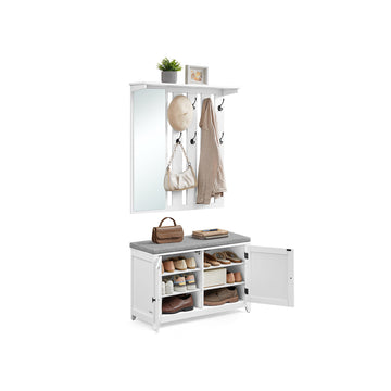 Schoenenbank-wandgarderobe - halmeubel - kapstok - hout - 82 x 90 x 20 cm