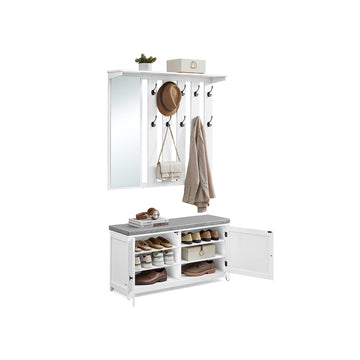 Schoenenbank & wandgarderobe - halopberger - 10 haken - hoge capaciteit - 31x102x52 cm