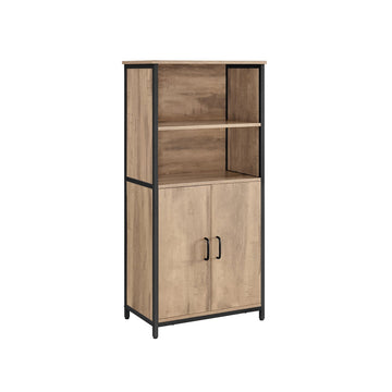 Opbergkast eikenbruin-zwart, staal/spaanplaat, verstelbare planken 35 x 60 x 124,5 cm
